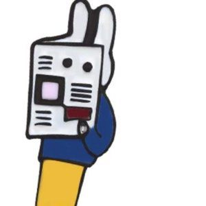 Bunny Reading Newspaper Pin Brooch